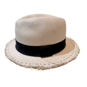 J. Crew Genuine Panama Hat M-L‎ with Ornate Style & Grosgrain Ribbon